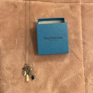 Touchstone, necklace with multi colored crystals and pearls